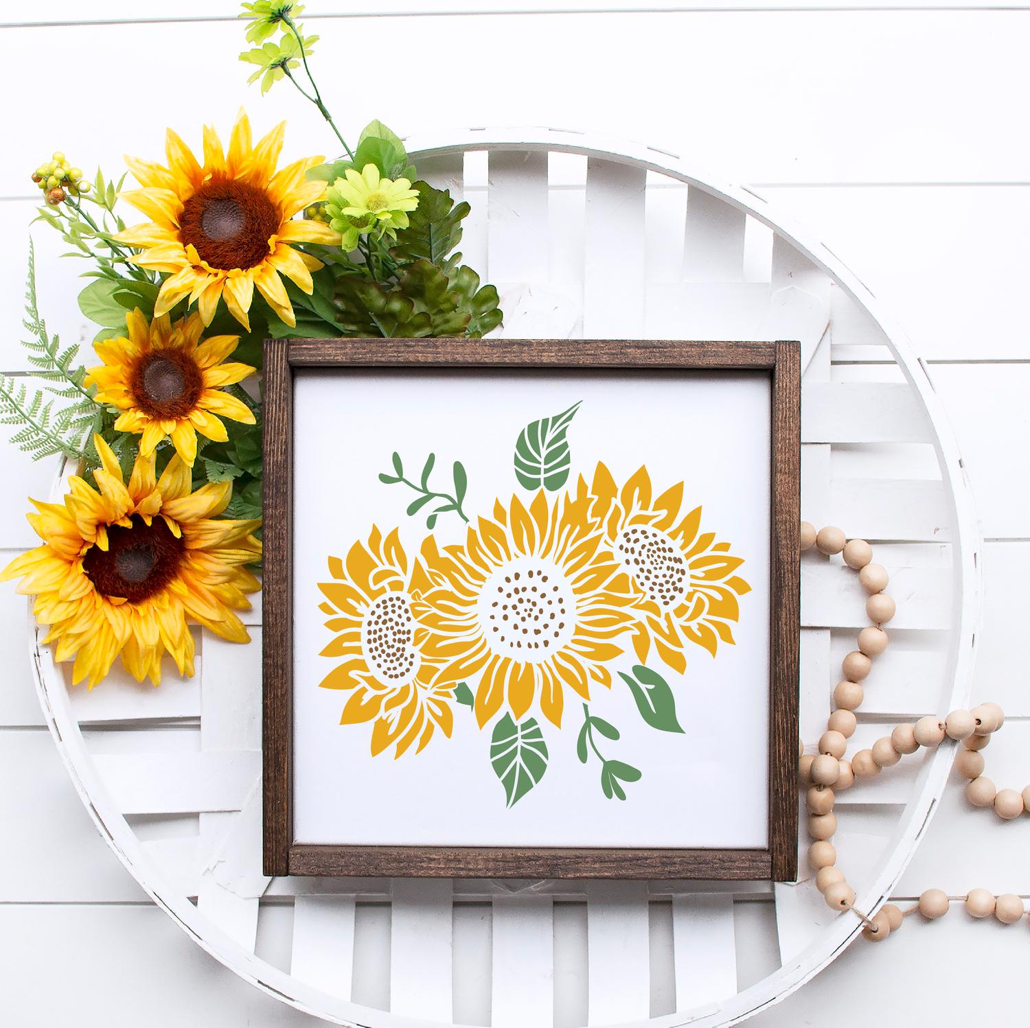 Large 12x12 Sunflower Stencil for Painting on Wood, Canvas, Paper,  Fabric, Walls and Furniture - Sunflower Flower Stencil - Reusable DIY Art  and