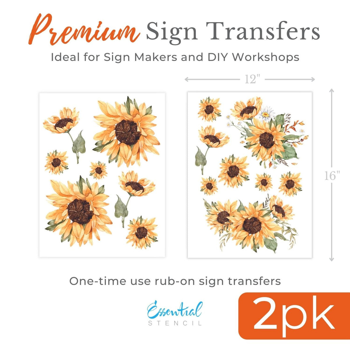 Sunflowers Rub-on Transfer (R)-Rub-on Transfer-Essential Stencil
