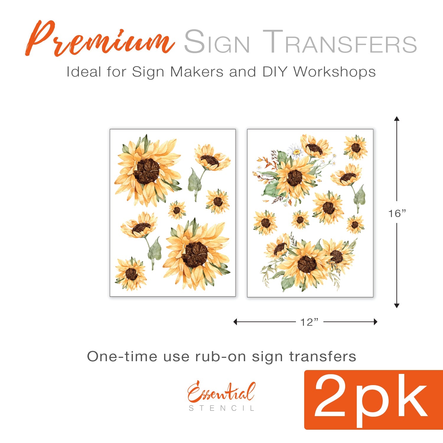 Sunflowers Rub-on Transfer-Rub-on Transfer-Essential Stencil