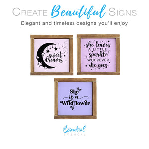 DIY girls room or nursery wood signs, sweet dreams, she leaves a little sparkle, she is a wildflower Reusable sign stencils
