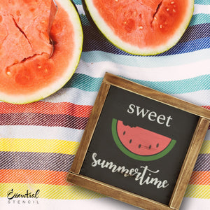 Reusable summertime sign stencils for painting on wood, DIY summertime home decor, sweet summertime watermelon, hello sunshine, aloha summer pineapple stencil