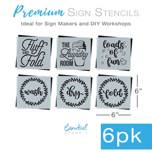 The Laundry Room Mini Sign Stencils (6 Pack)-Home-Essential Stencil