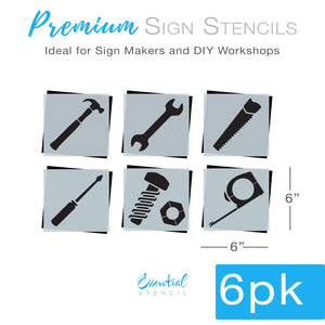 DIY reusable tool icon stencil cut outs, tools silhouettes, Hammer stencil, Wrench stencil , Saw stencil, screwdriver stencil, Bolt and Nut stencil, Tape Measure stencil, diy fathers day craft DIY Father's Day wood sign gift ideas stencil cutouts