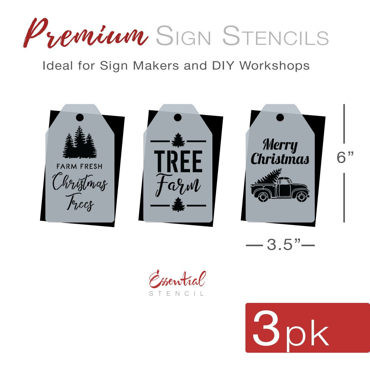 3 pack set of stencils for Farm Fresh Christmas Trees