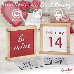 February 14th stencil, be mine stencil | Reusable Valentine's Sign Stencils for painting wood signs | DIY Farmhouse Valentines Day Decor