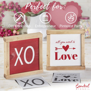 XOXO XO stencil, all you need is love stencil | Reusable Valentine's Sign Stencils for painting wood signs | DIY Farmhouse Valentines Day Decor | XO stencil, all you need is love stencil