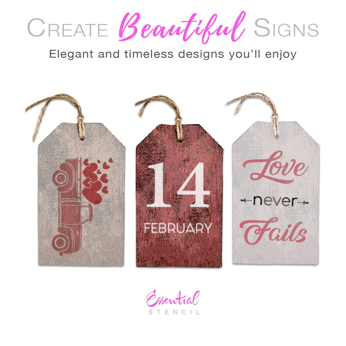 Valentine's Truck Mini Tag Stencil Set (3 Pack)-Valentine-Essential Stencil