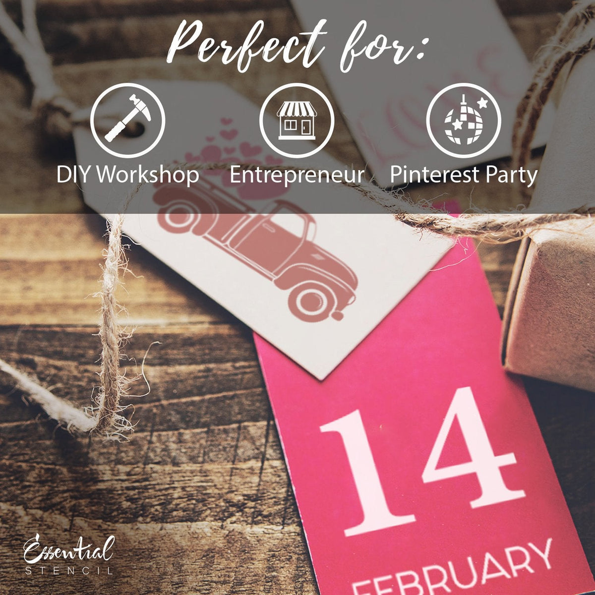 Valentine's Truck Mini Tag Stencil Set (3 Pack)-Valentine-Essential Stencil