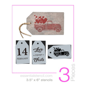 Valentine's Truck Mini Tag Stencil Set (3 Pack)-Valentine-Essential Stencil