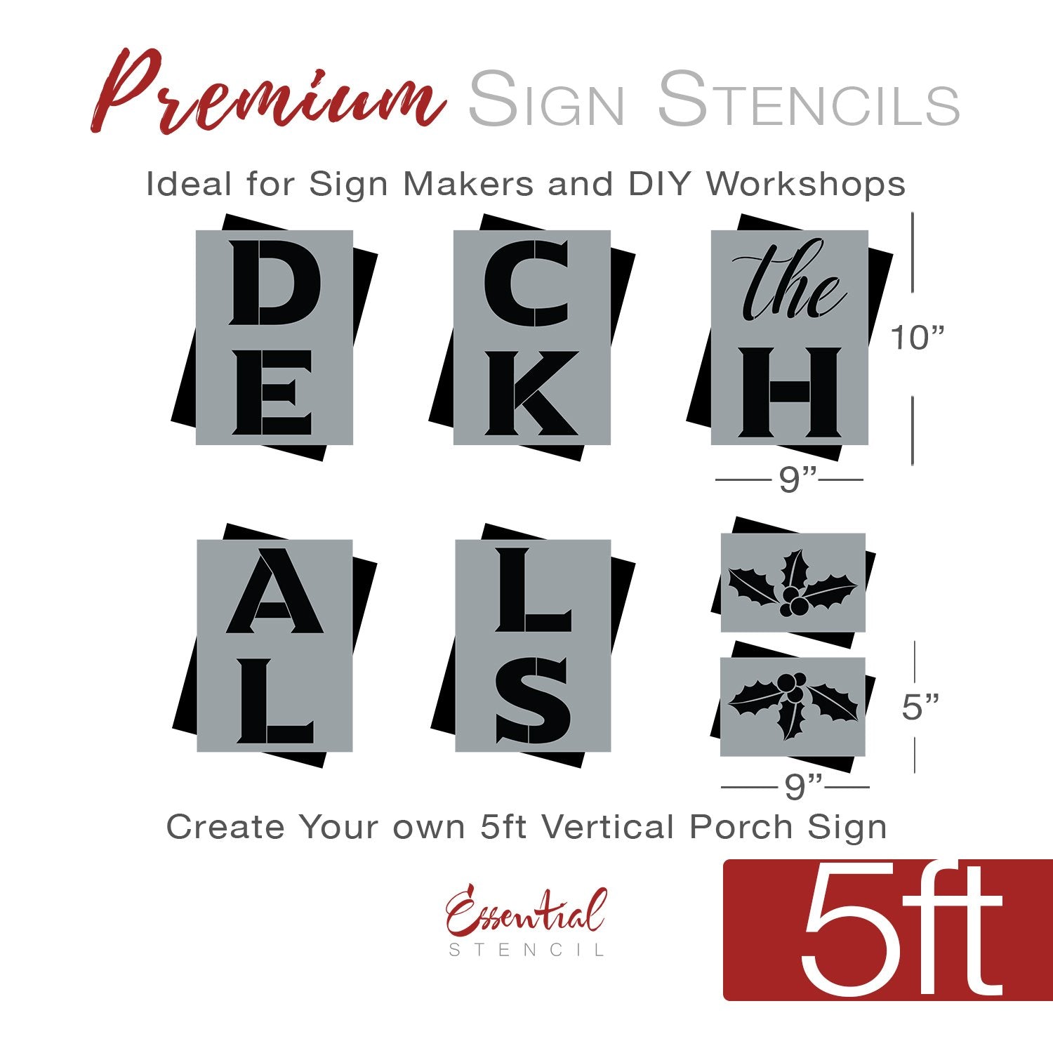 Reusable Deck the Halls Stencil  DIY Vertical Porch Sign - Essential  Stencil