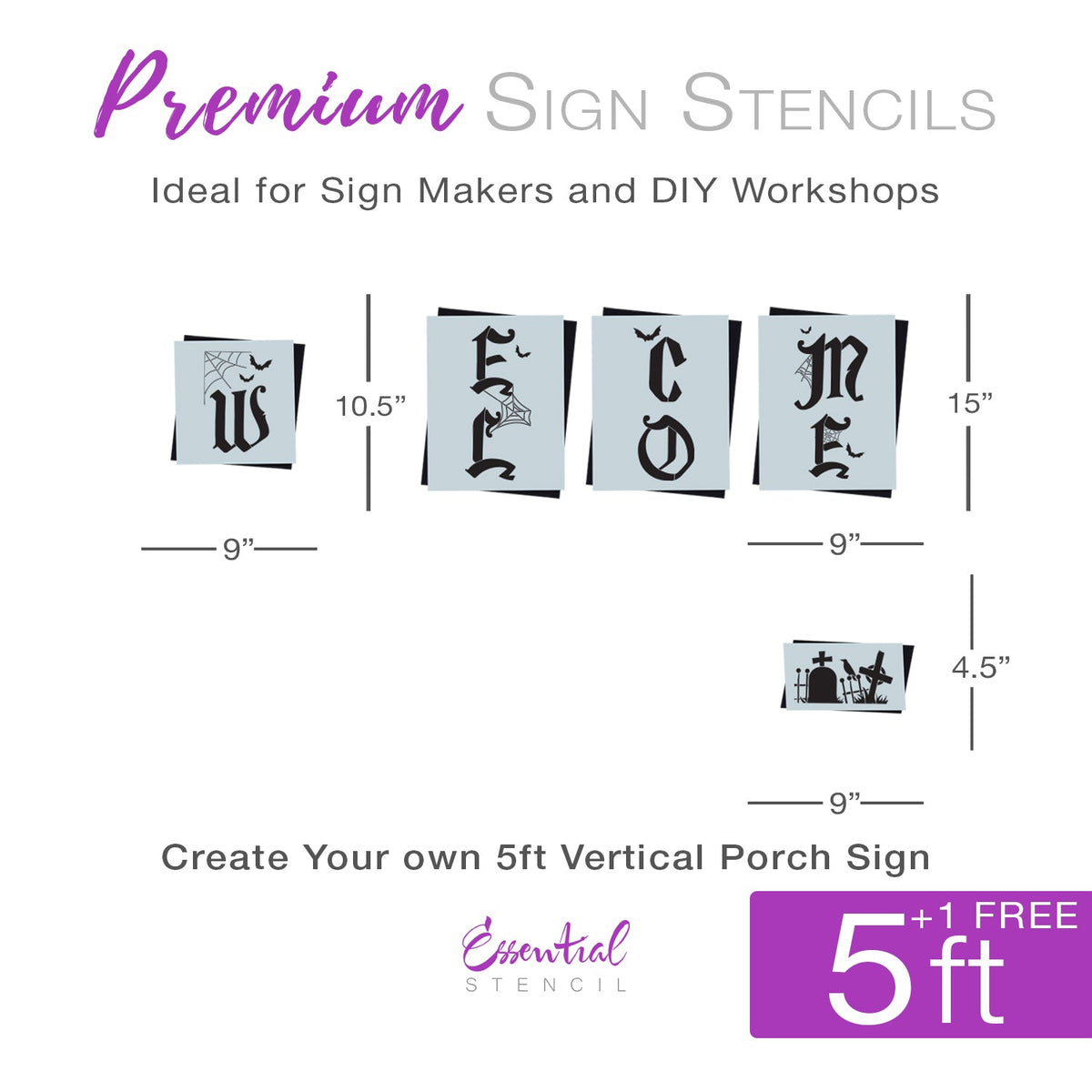 Vertical Halloween Welcome Sign-Halloween-Essential Stencil