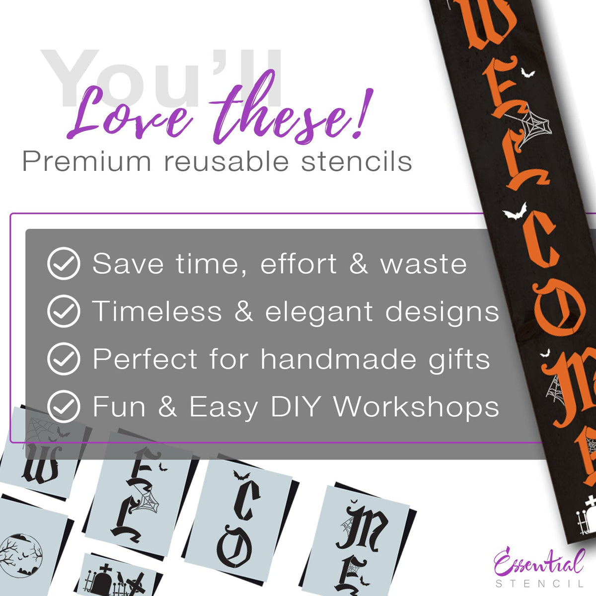 Vertical Halloween Welcome Sign-Halloween-Essential Stencil
