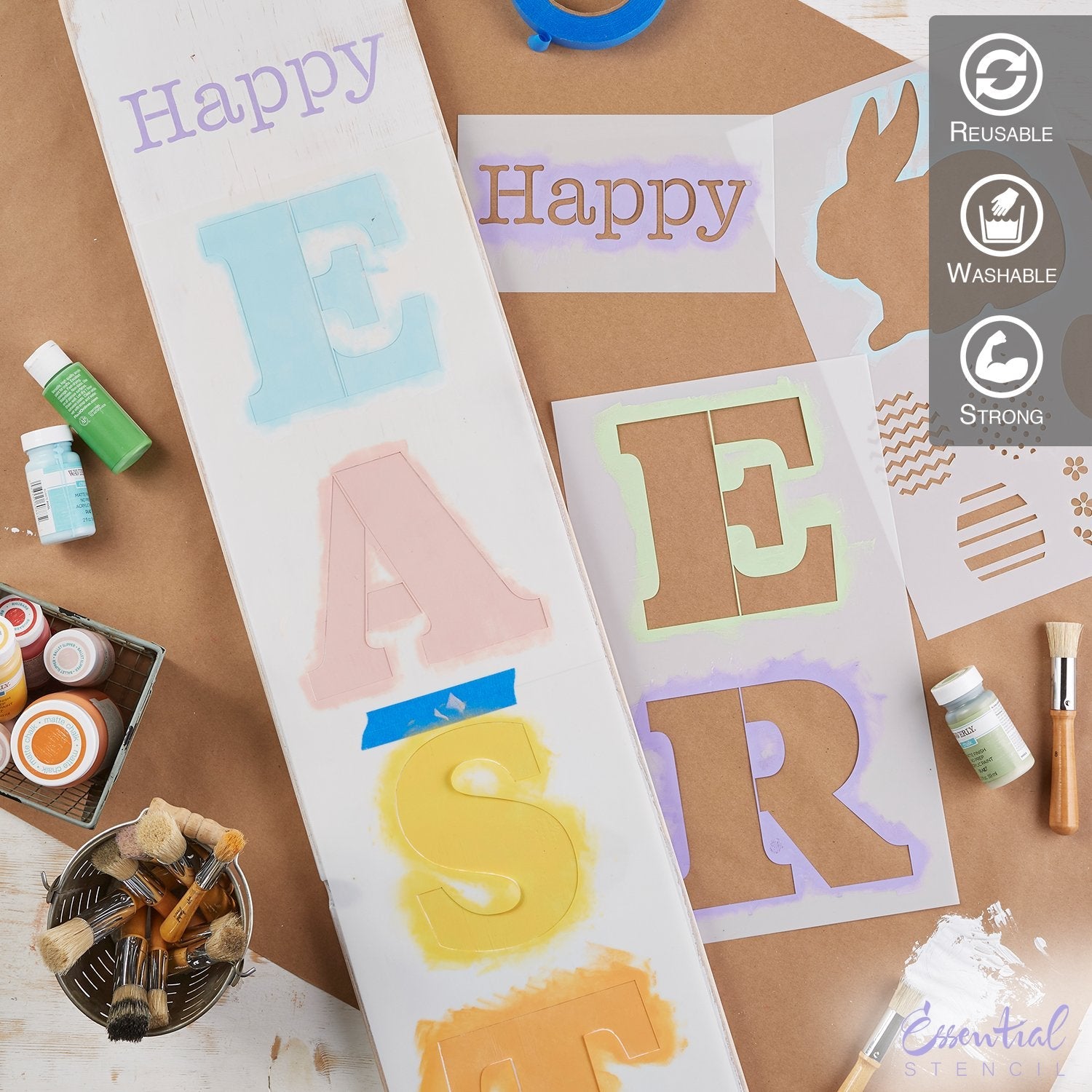 Reusable Spring and Easter Mini Wood Sign Stencils (6 Pack)