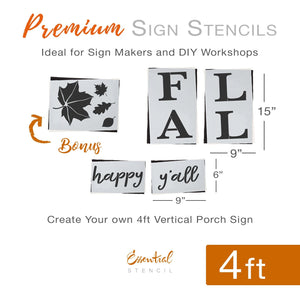 Vertical Sign stencil set for Fall with saying 'Happy Fall Y'all'