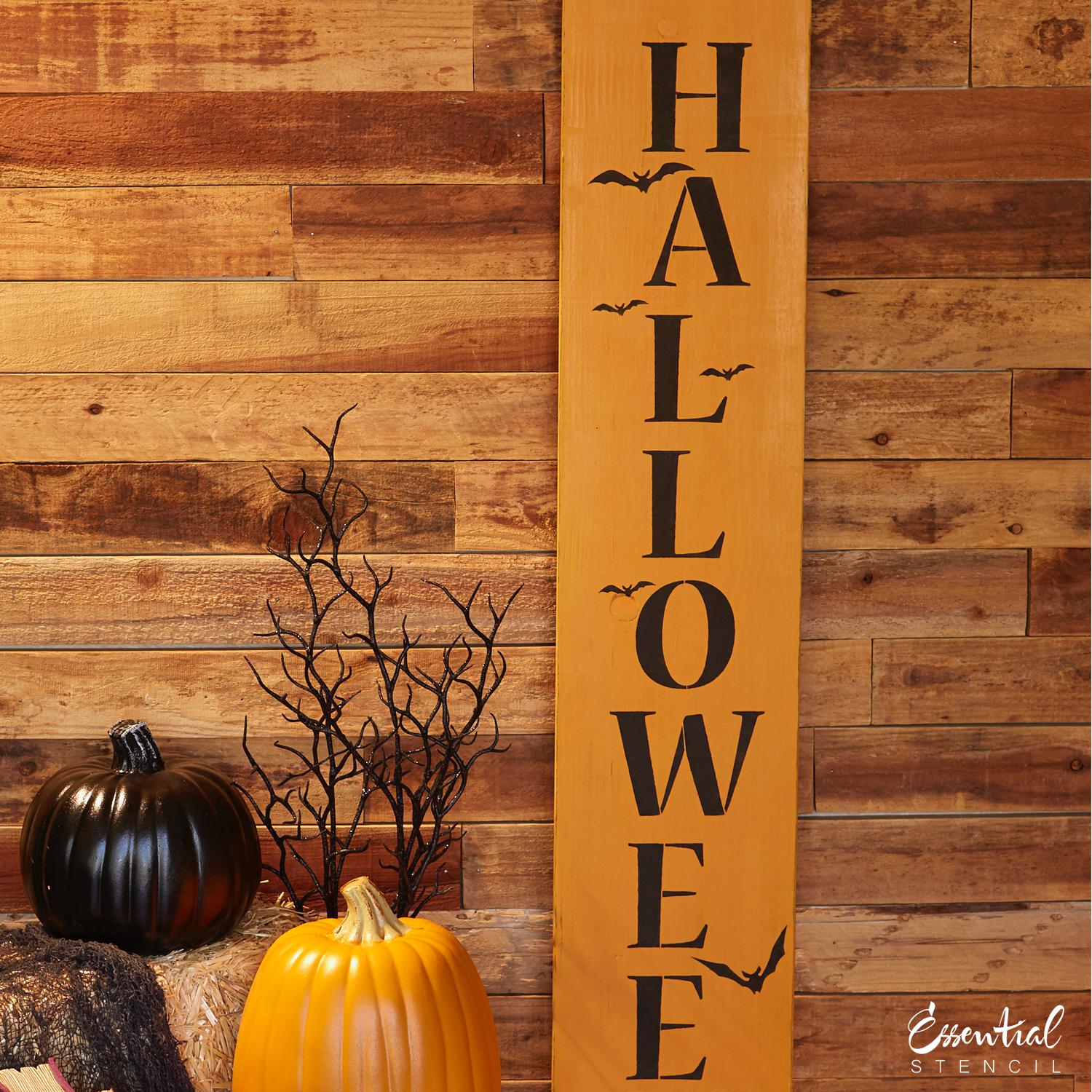Reusable Vertical Happy Halloween Sign Stencil for painting wood porch signs, DIY 5ft vertical Fall front porch leaner sign