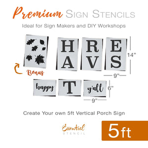 Reusable Vertical Happy HARVEST Y'all Stencil | DIY FALL Front Porch Leaner Sign