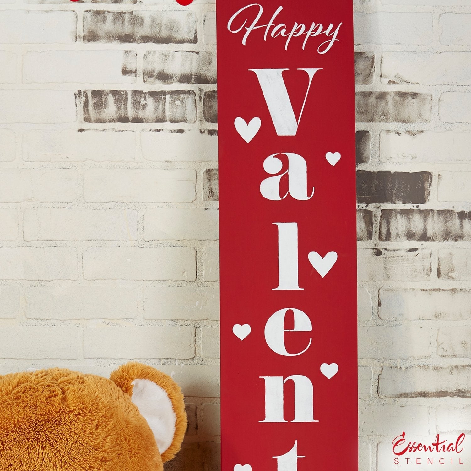 Reusable Vertical Happy Valentine's Day Front Porch Leaner Sign Stencil | DIY Valentines day decor