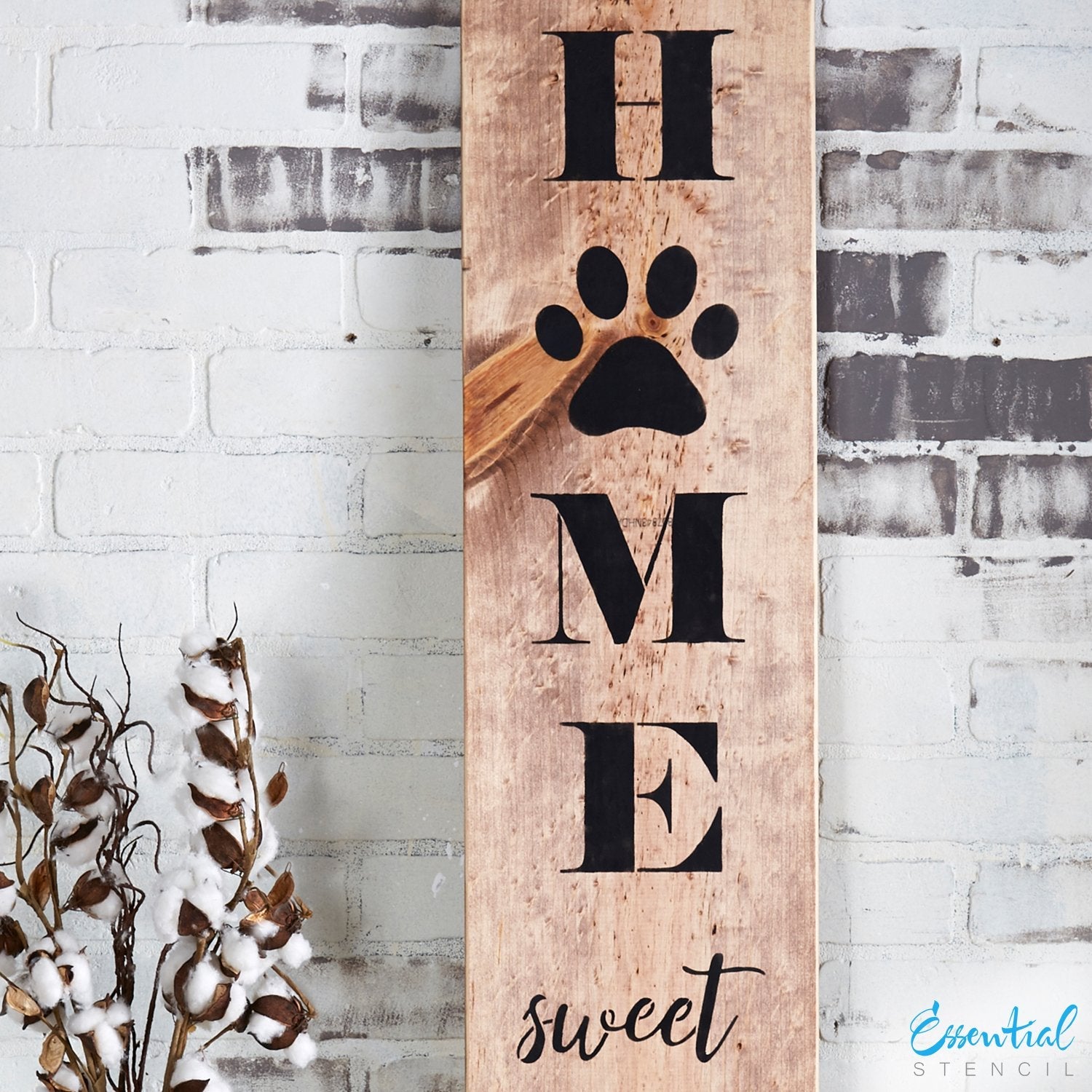 Reusable Vertical Home Sweet Home Stencil | Includes BONUS Paw Print - Essential Stencil reusable-vertical-home-sweet-home-stencil-includes-bonus-paw-print-essential-stencil