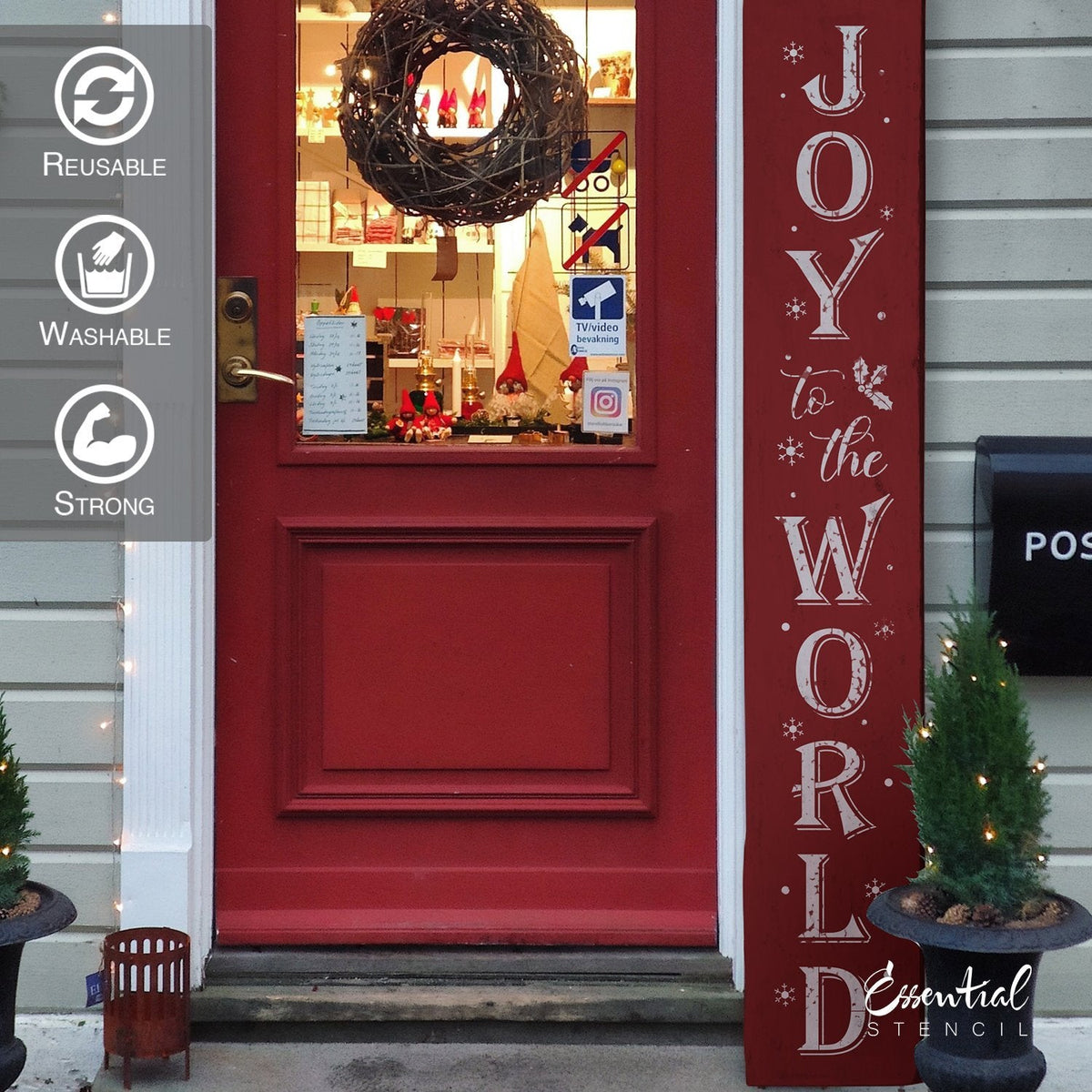 DIY reusable farmhouse Christmas template, reusable farmhouse Christmas sign stencil, Christmas stencils, diy Christmas home decor, Vertical Joy the the world 5ft porch sign stencil, Joy to the World porch leaner template