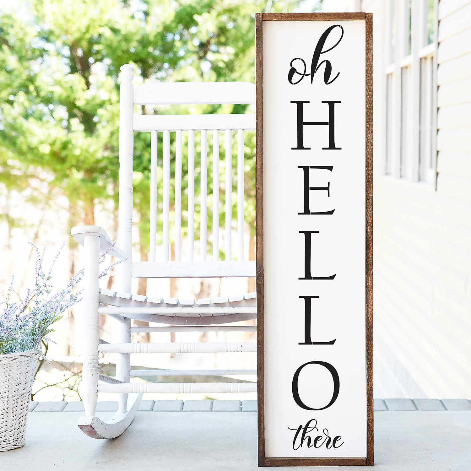  DIY reusable farmhouse leaner stencil, oh hello there 4ft porch leaner stencil, DIY 4 foot vertical porch sign oh hello there stencil, diy front porch home decor