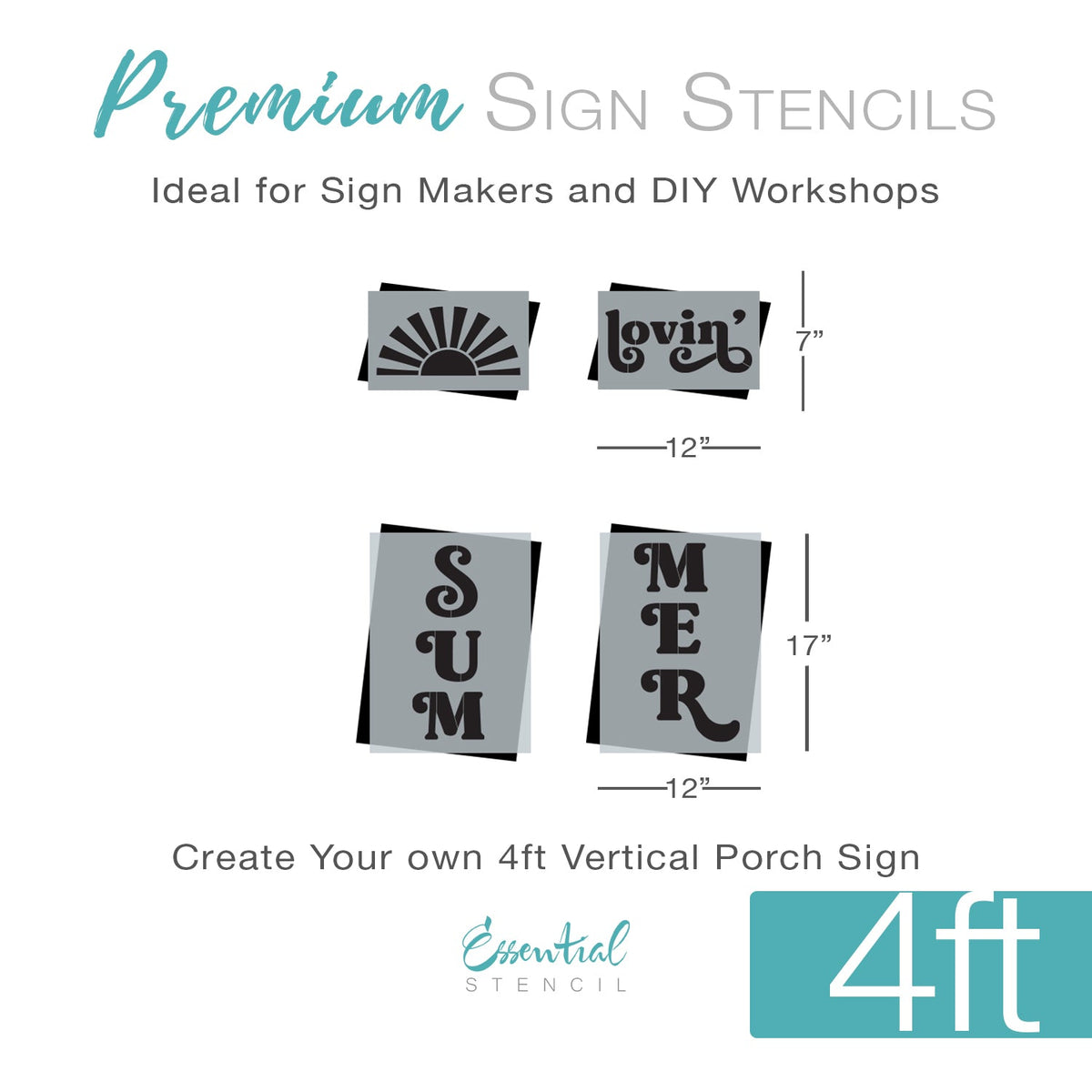 Diy vertical summer lovin' porch leaner, reusable 4ft summer lovin' stencil for diy home decor sign