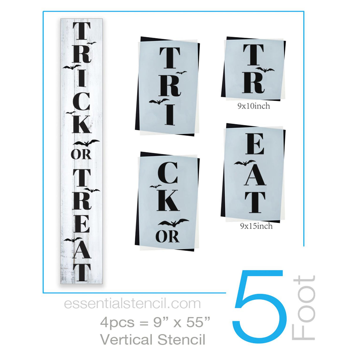 Vertical Trick or Treat sign stencil for painting wood porch sign