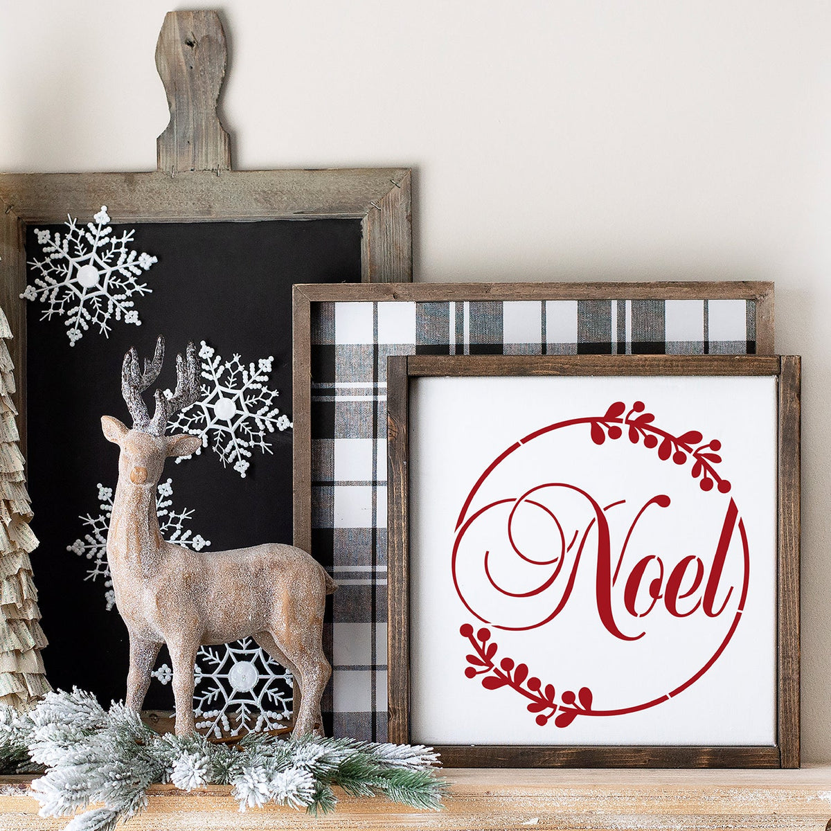 DIY reusable Christmas mini wood sign stencils for painting, Vintage Christmas stencils, Christmas candle silhouette, christmas bell stencil, poinsettia flower cut out, Noel script stencils, joy script stencil, peace script stencil