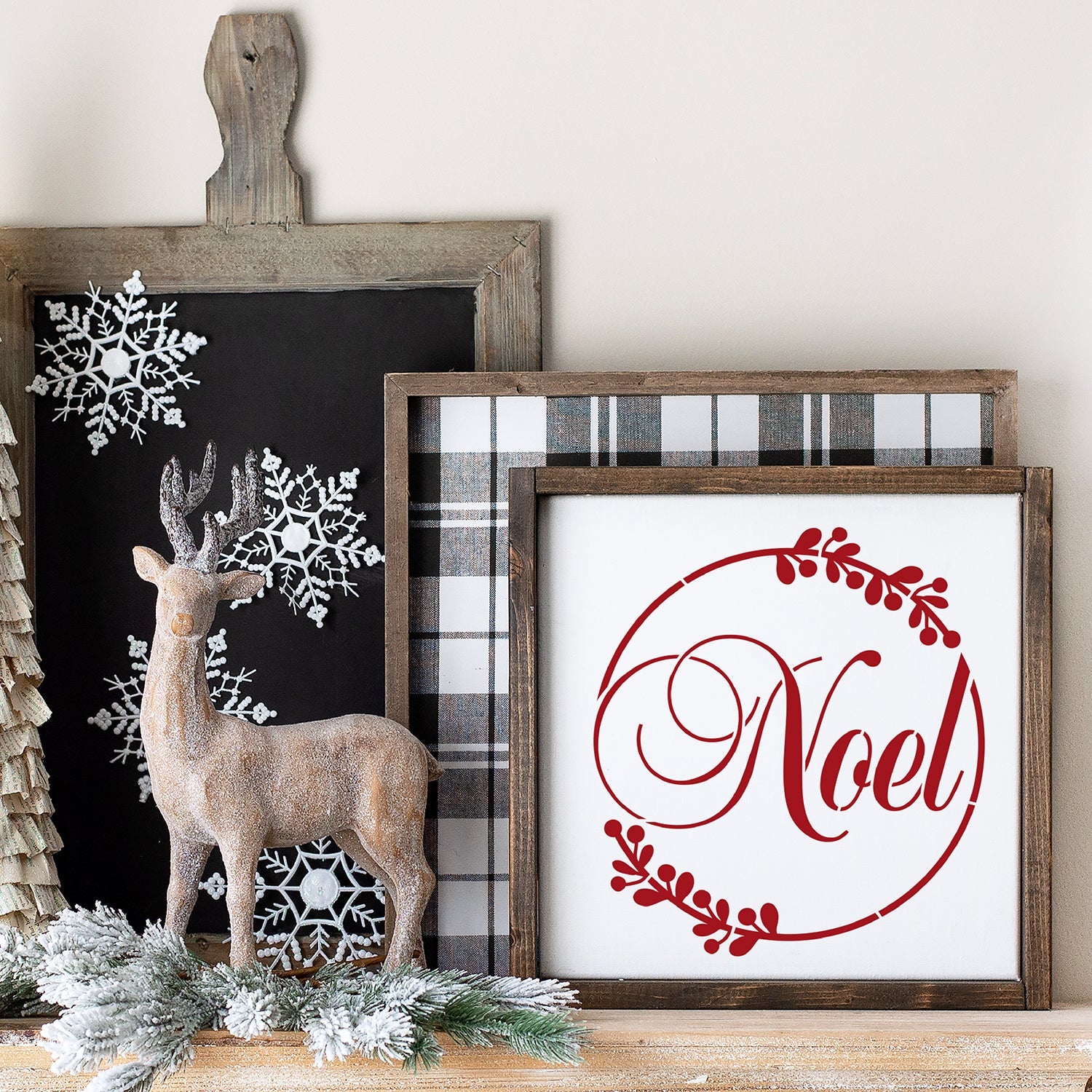 DIY reusable Christmas mini wood sign stencils for painting, Vintage Christmas stencils, Christmas candle silhouette, christmas bell stencil, poinsettia flower cut out, Noel script stencils, joy script stencil, peace script stencil