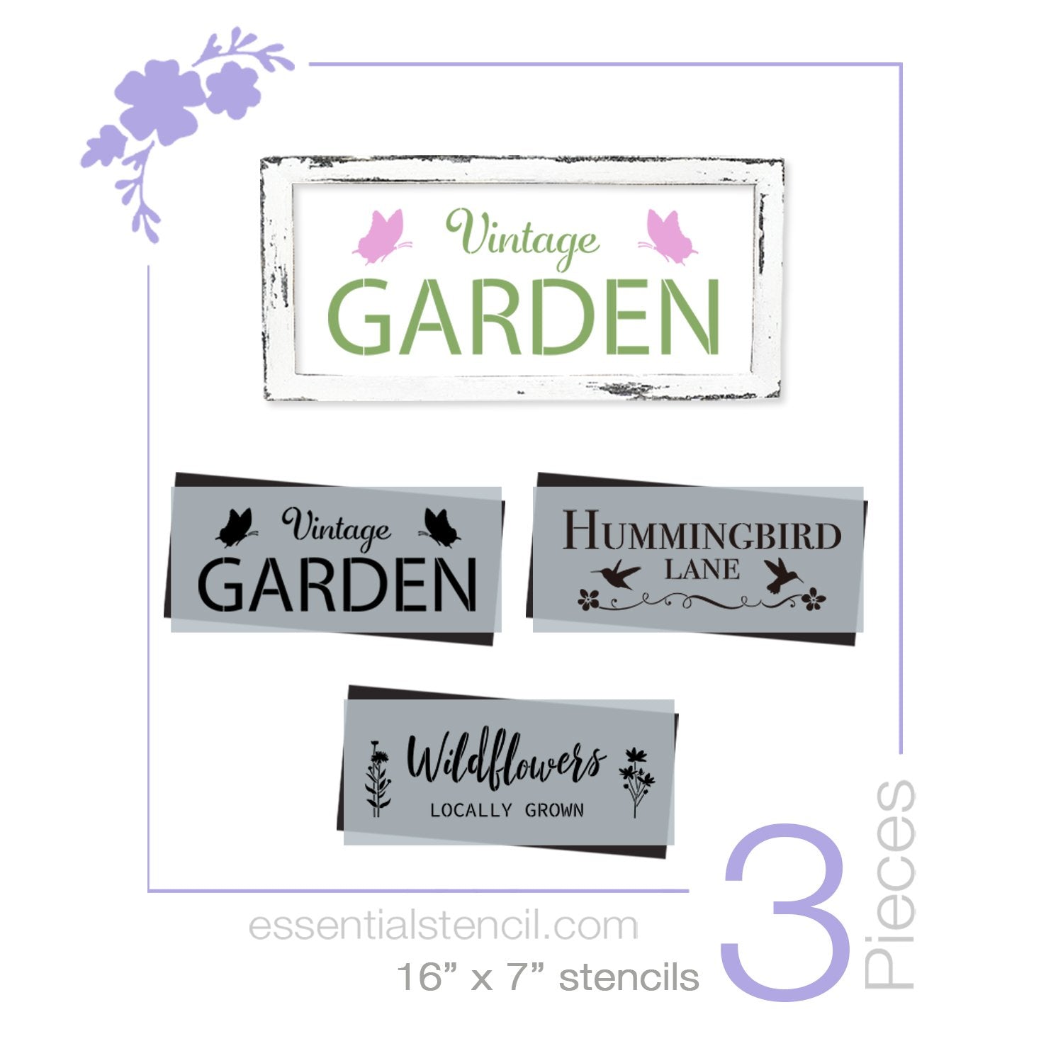 Vintage Garden Stencil Set (3 Pack)-Spring-Essential Stencil