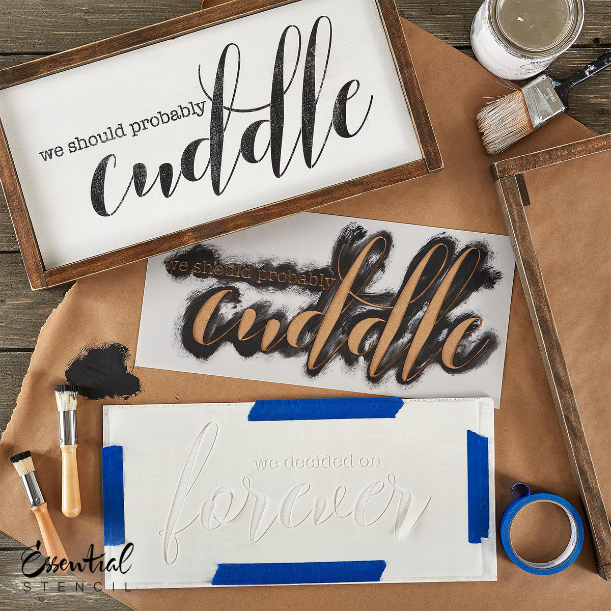 We Should Cuddle + We Decided on Forever | Reusable Wood Sign Stencils
