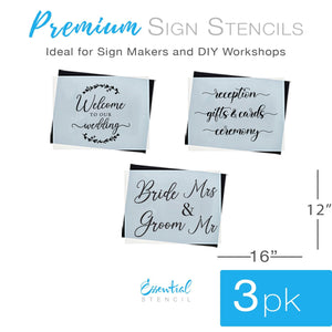 DIY reusable wedding stencils, Bride and groom stencils, Mr and Mrs stencils, reception, gift cards and ceremony reusable stencils, Welcome to our Wedding stencils