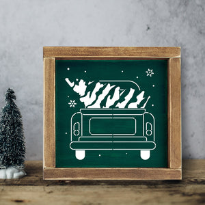 DIY reusable farmhouse christmas wood sign stencils, let it snow snowflake wood sign stencil, baby its cold outside min wood sign stencil, dreaming of a white christmas wood sign stencil, christmas gnome with snowflake wood sign stencil, happy snowman wood sign stencil, snowman lookin up stencil, vintage truck with christmas tree, diy Winter home decor, winter and christmas tiered tray wood signs