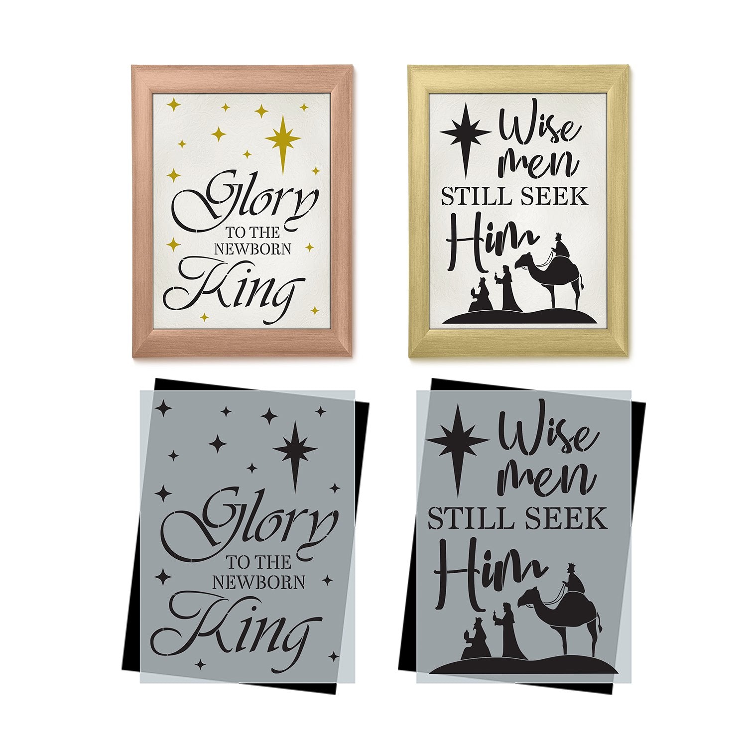 DIY reusable sign stencils, Nativity sign stencils, Glory to the newborn King sign stencil, Wise Men still seek him sign stencil, three wise men Christmas sign diy decor, Nativity template 