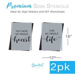 DIY reusable stencils, You have my whole heart stencil, for my whole life stencil, wedding stencils